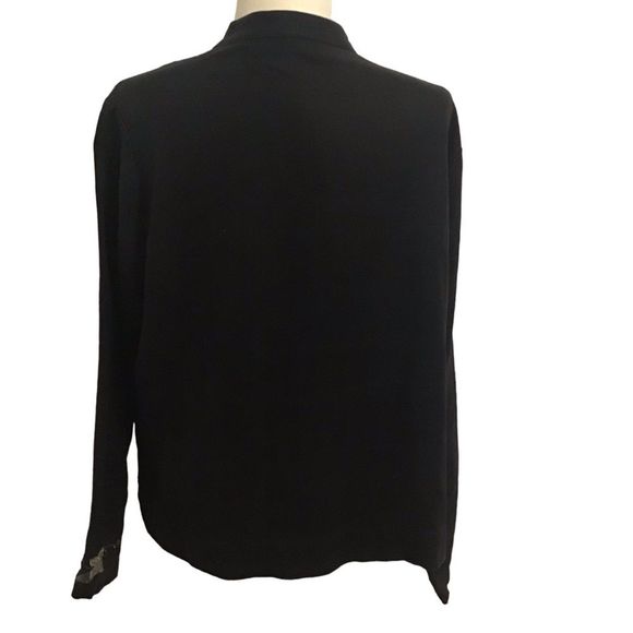 RELATIVITY Jacket Black Asian Inspired Embroidery Toggle Closure Linen Size L - Picture 8 of 9